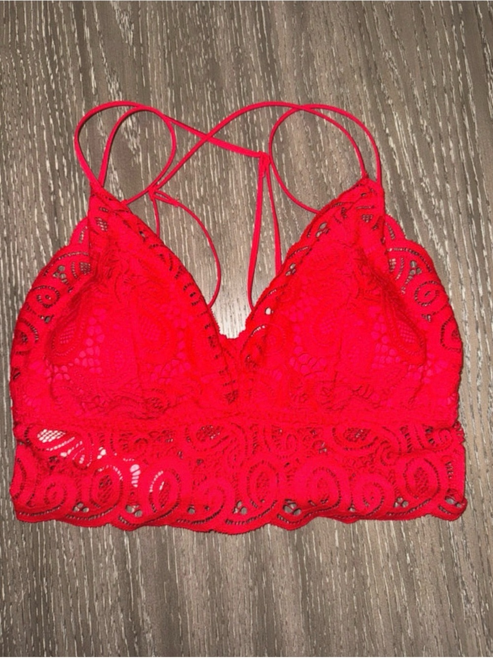 Victoria's Secret Red Lace Bralette with Strappy Back